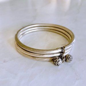 Solid Silver Stacked Bracelets